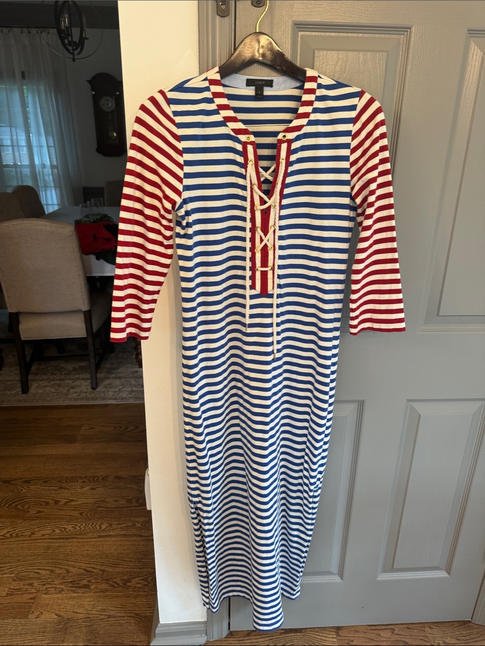 J. Crew Red & Blue Striped Sailor Maxi Dress